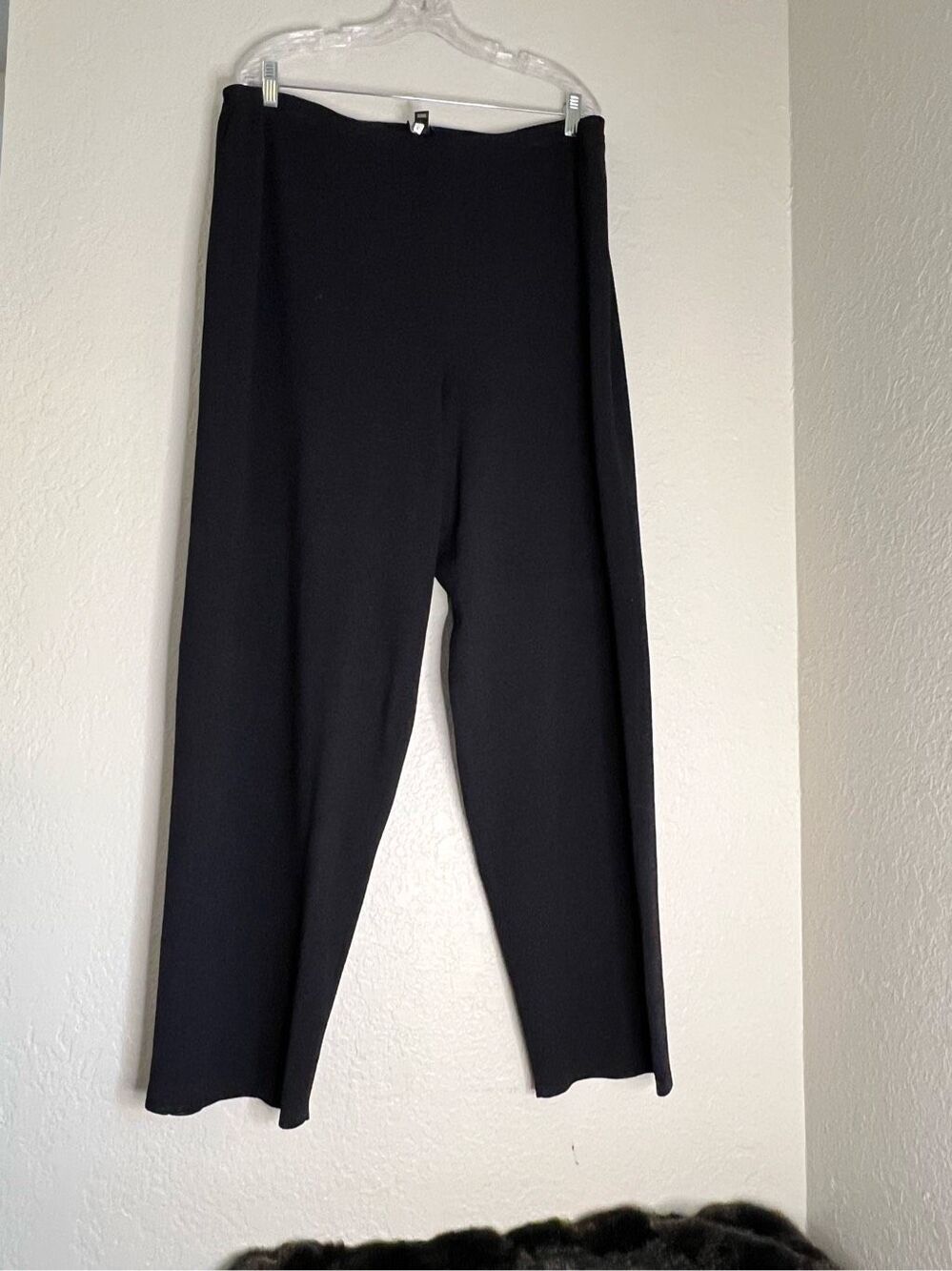 Eileen Fisher Italian Knit pull on sweater weight  Trouser Pants Black 2x